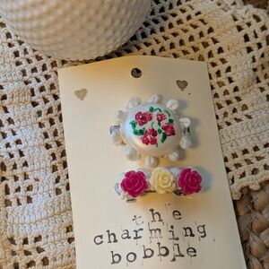 Hand Crafted Floral Hair Clips - Red, Pink, Yellow